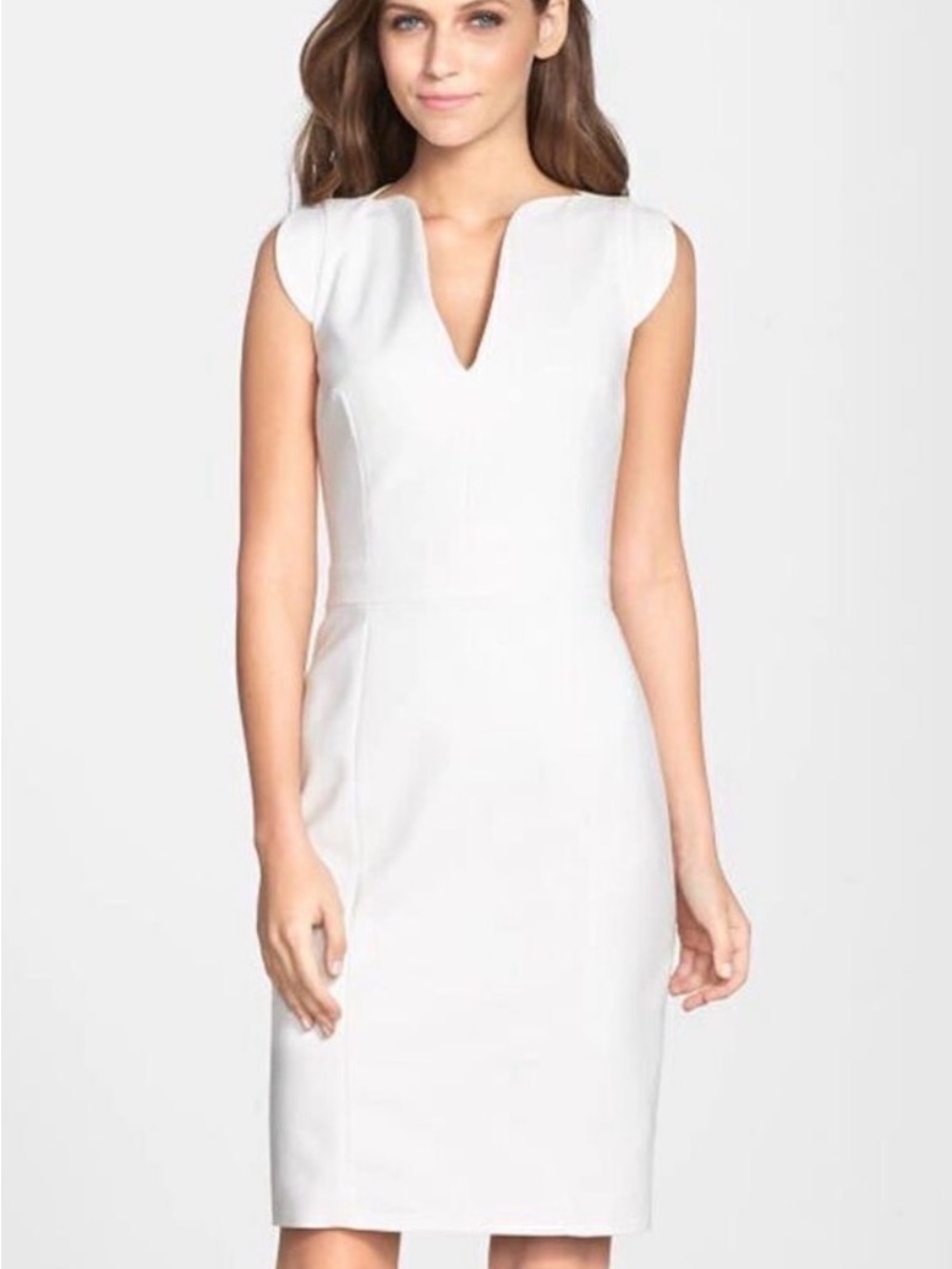 French Connection White Cap-Sleeve Sheath Dress